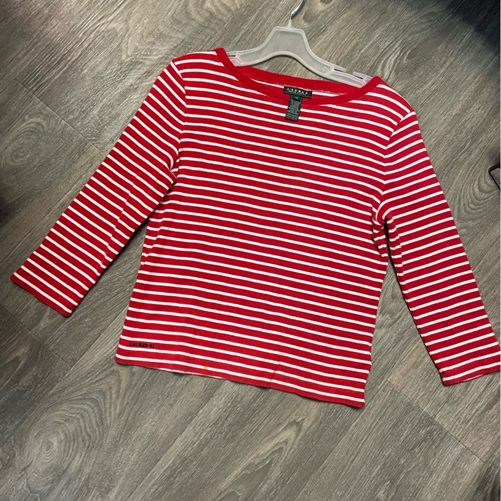 Ralph Lauren Red and White Striped Top